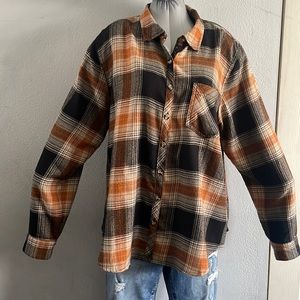 Black & Orange Camp Plaid Shirt